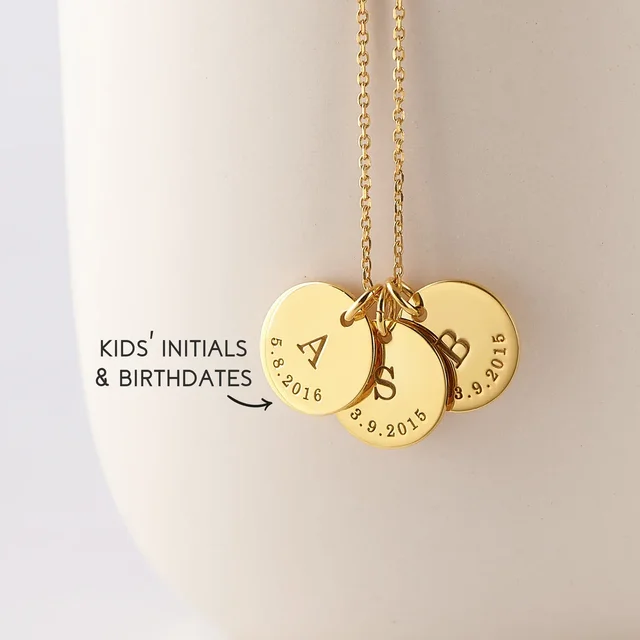 Buy Mom Necklace With Kids Initials, Mini Tag Initial Necklace, Initial  Pendant, Dainty Gold Necklace, Mothers Necklace, Personalized Necklace  Online in India - Etsy