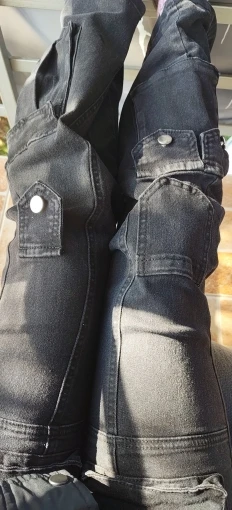 REDDACHiC Black Low Waist Cargo Jeans 2000s Distressed Whiskers Multi-pocket Stretch Bootcut Pants Women Retro Grunge Streetwear photo review