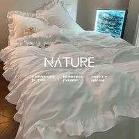 INS Princess Style Bedding Sets Ruffle Lace Bow Quilt Cover Romantic Bedclothes Decor Woman Girls Bedroom Duvet Cover 4pcs 1