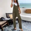 Ladies Onesie Suspender Trouser Pant Loose Casual Female Women One-Piece Wide Leg Romper Overalls Jumpsuit Streetwear Plus Size 6