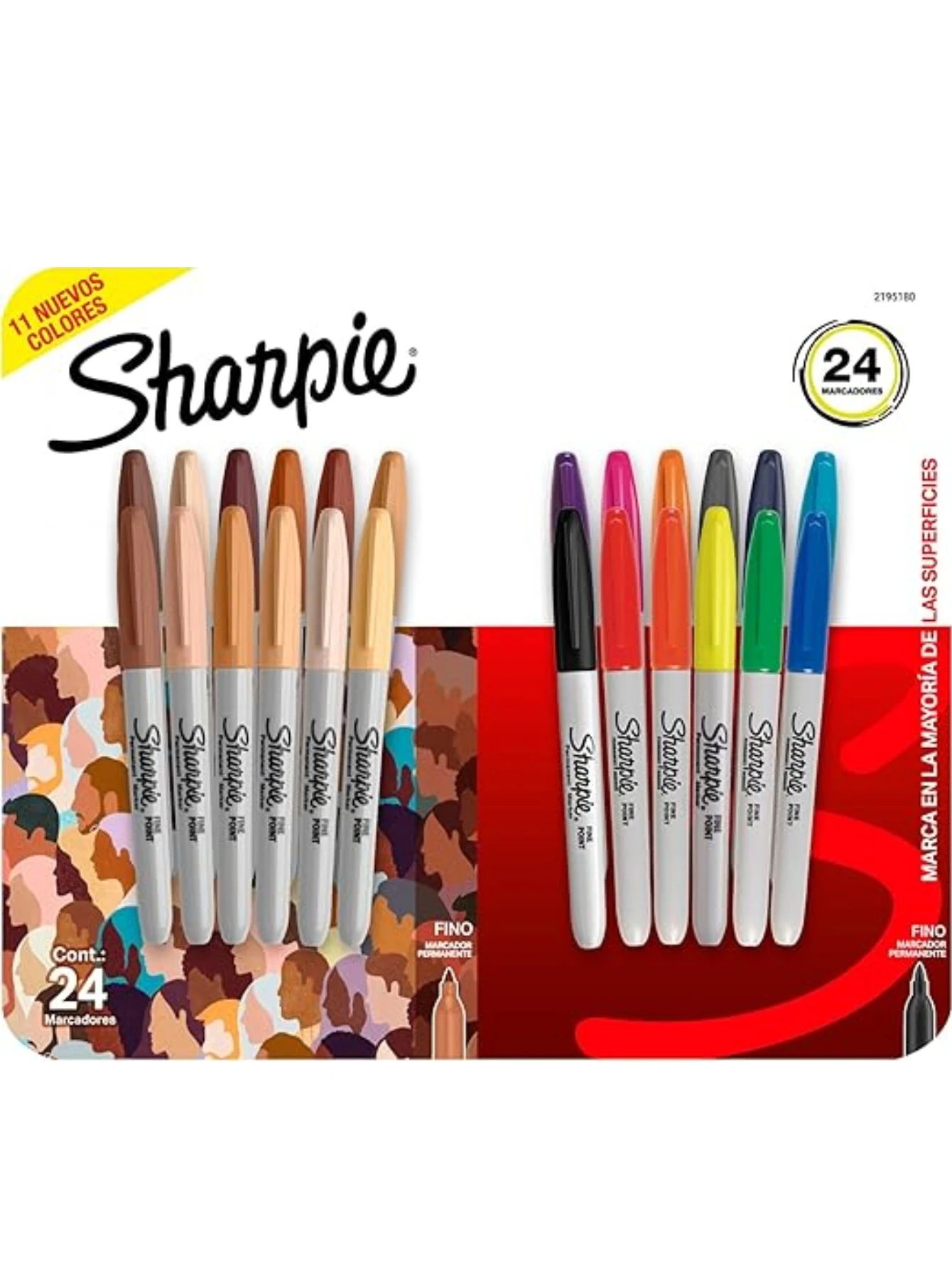 Sharpie, Permanent Markers, Portraits, Assorted Colors, 24 Pieces