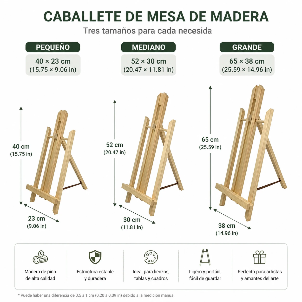 Solid Wood Table Easel Three Sizes Small Medium Large Three Tones Natural White Black Foldable Adjustable for Canvases Paintings Photos Cafe Menus Interior Decoration 1