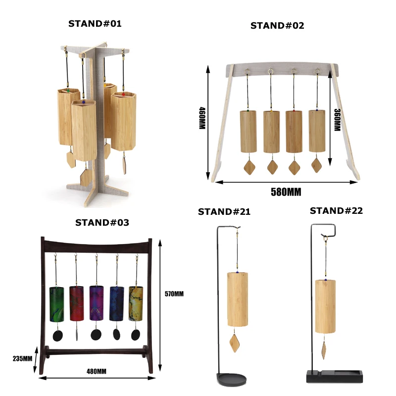 Wooden Chime Stand Hang 4 Chimes Portable and Stable wooden chime stand
