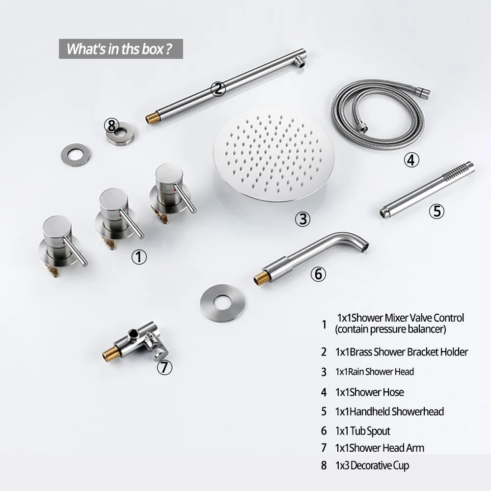 Wall Mount Shower Faucet Bathroom Set Black Bathtub Mixer Tap Brass 8/10/12 Inch Rainfall Headshower Handshower shower head shower set