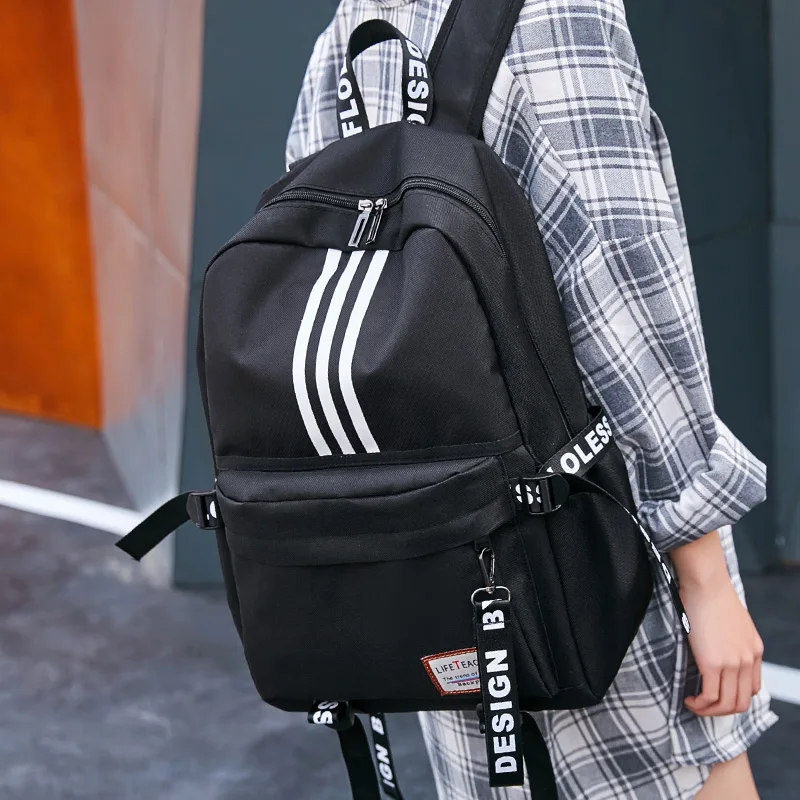 Elegante Mochila Escolar Reforzada Para Jóvenes, Color Negro/liso