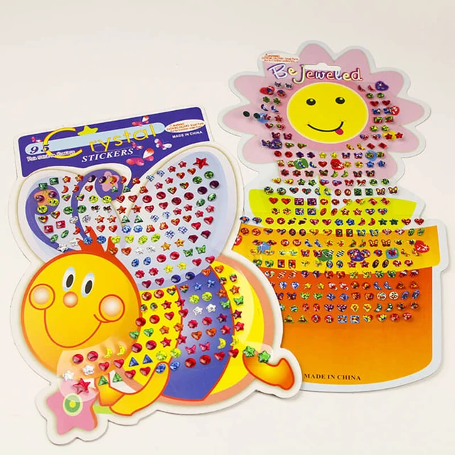 60Pcs Wonderful Children Boy Girl Stickers Earring Cartoon Reward Crystal  Stickers Ear Reward Stick Kindergarten Face Stickers