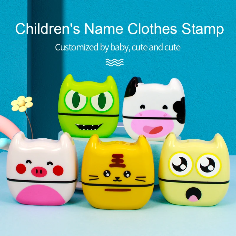 Baby Name Stamp Children Teacher Cartoon Kindergarten All Language Name Student Clothes Non-fading Small Animal Inking