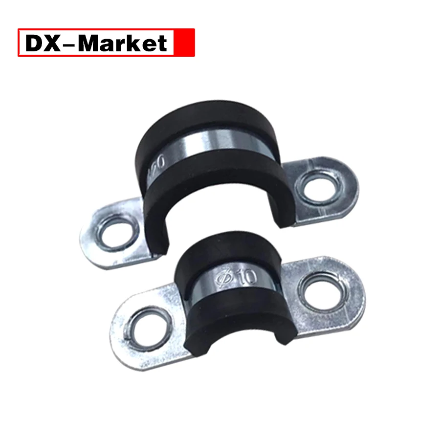 6mm 60mm Saddle Clamp Cable Fixing Clip , Carbon Steel C Type Rubber