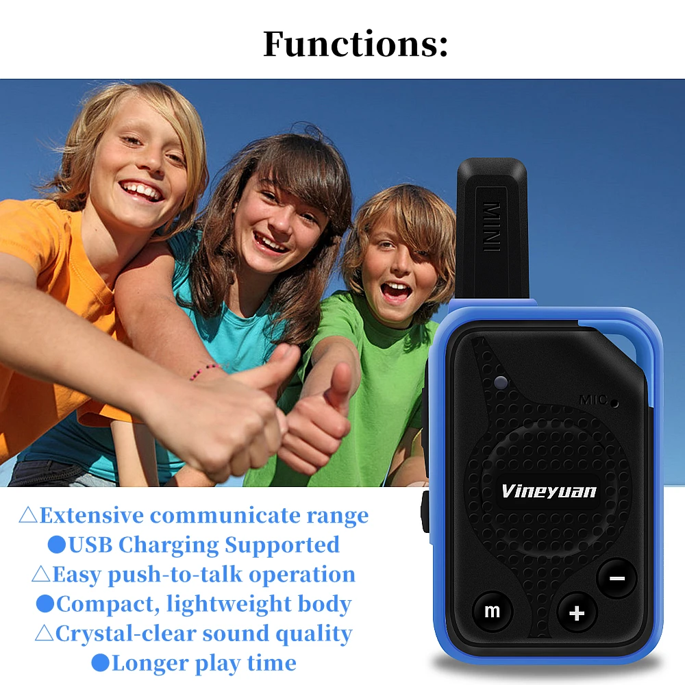 Nova Vineyuan Super Mini Walkie Talkie Crianças Presentes Brinquedos Rádio em Dois Sentidos 16 Canais cb Comunicador Scanner com Fone de Ouvido Peças - Image 5