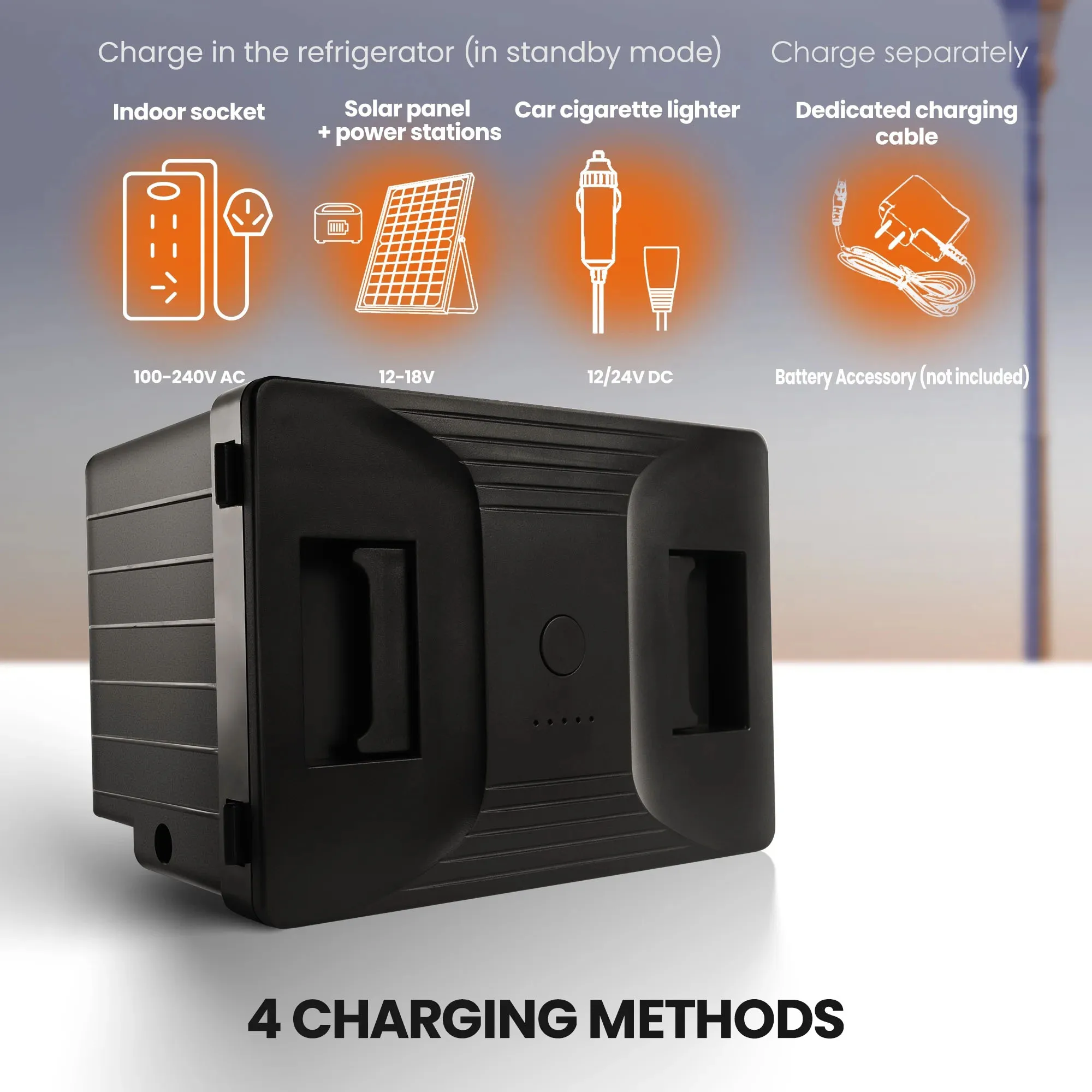 Car Refrigerator Battery 12/24V DC and 120～240V AC Portable Fridge Battery 4.9 in W 2.8 in H