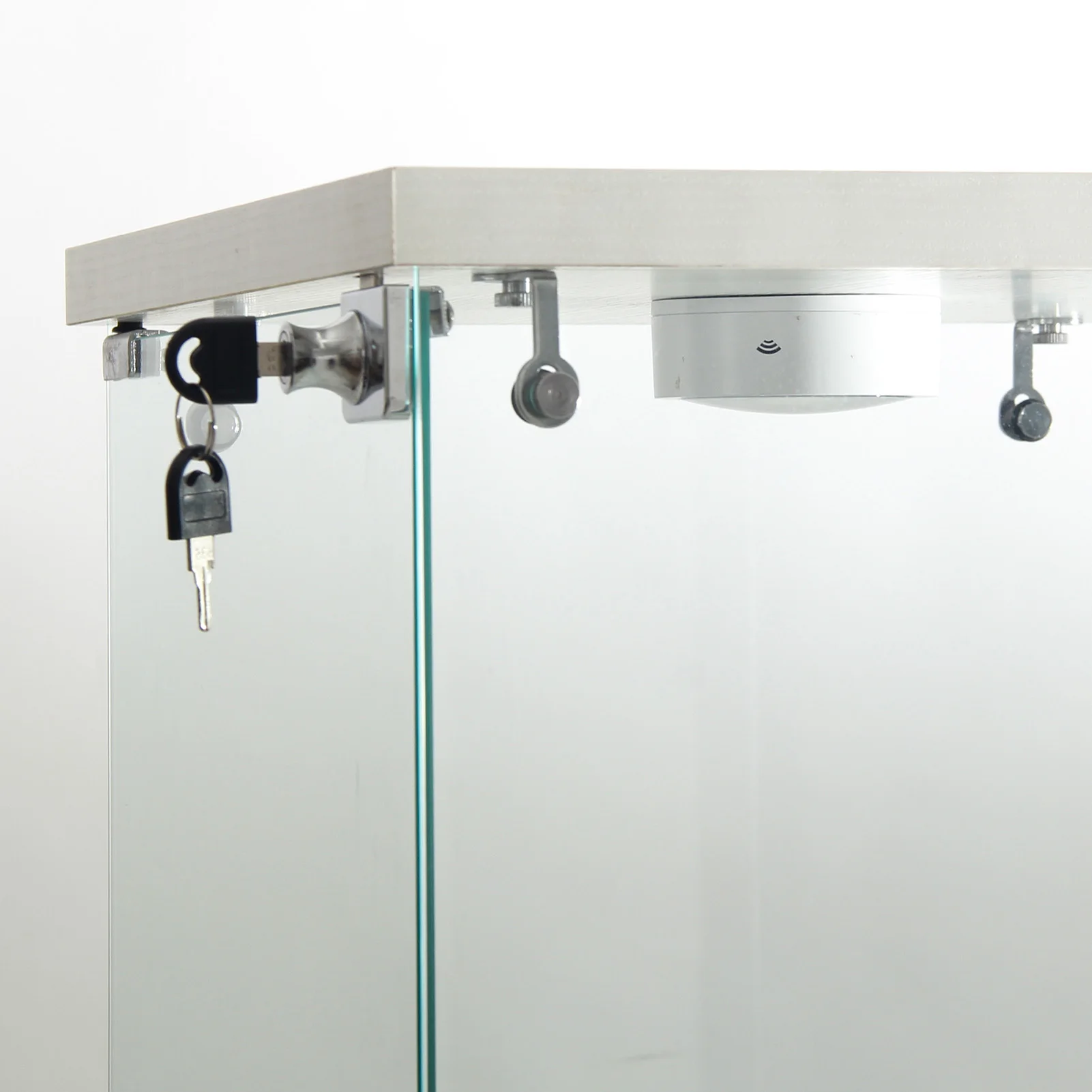 Anajqaqia 2-stöckige Vitrine, Freistehende Aufbewahrungseinheit mit Berührungsaktivierter Beleuchtung und Schloss, für Wohnzimmer, Weiß – Detail 8