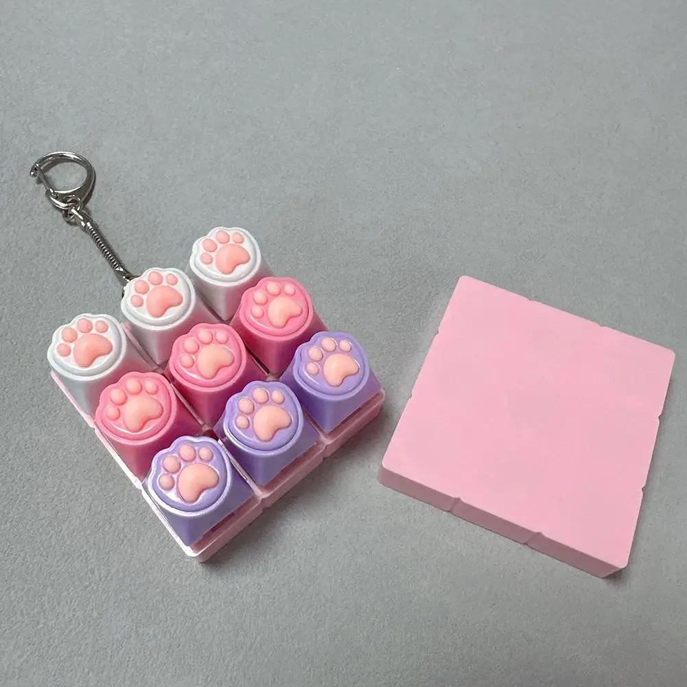 Keyboard Fidget Toys LED Crystal Keycap Keychain Stress Relief Fingertip Gadget Decompression Toys Clicker Fidget Toy