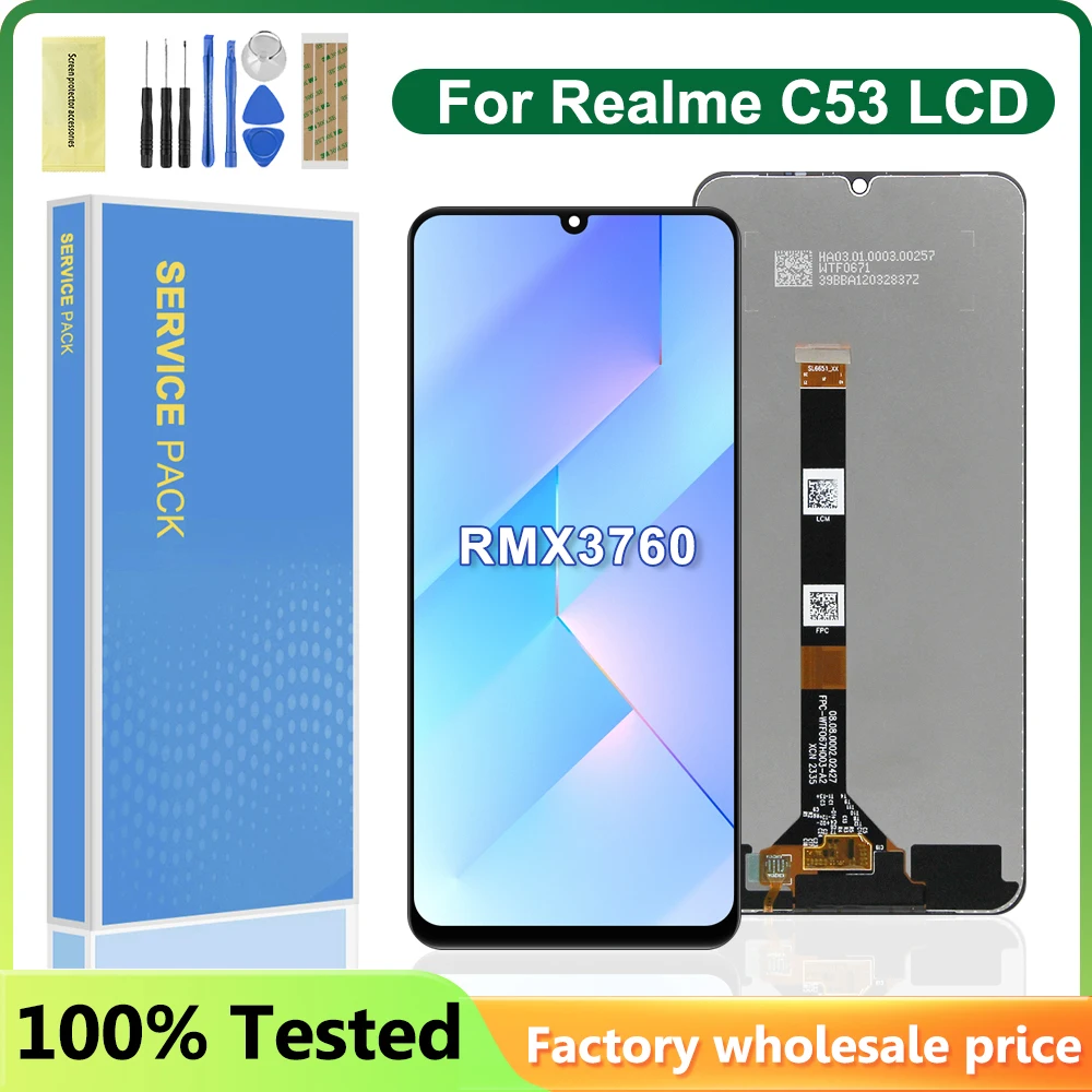 

6.74'' Screen With Fame For Realme C53 RMX3760 LCD Display Touch Screen Digitizer Assembly Replacement For Realme C53 LCD