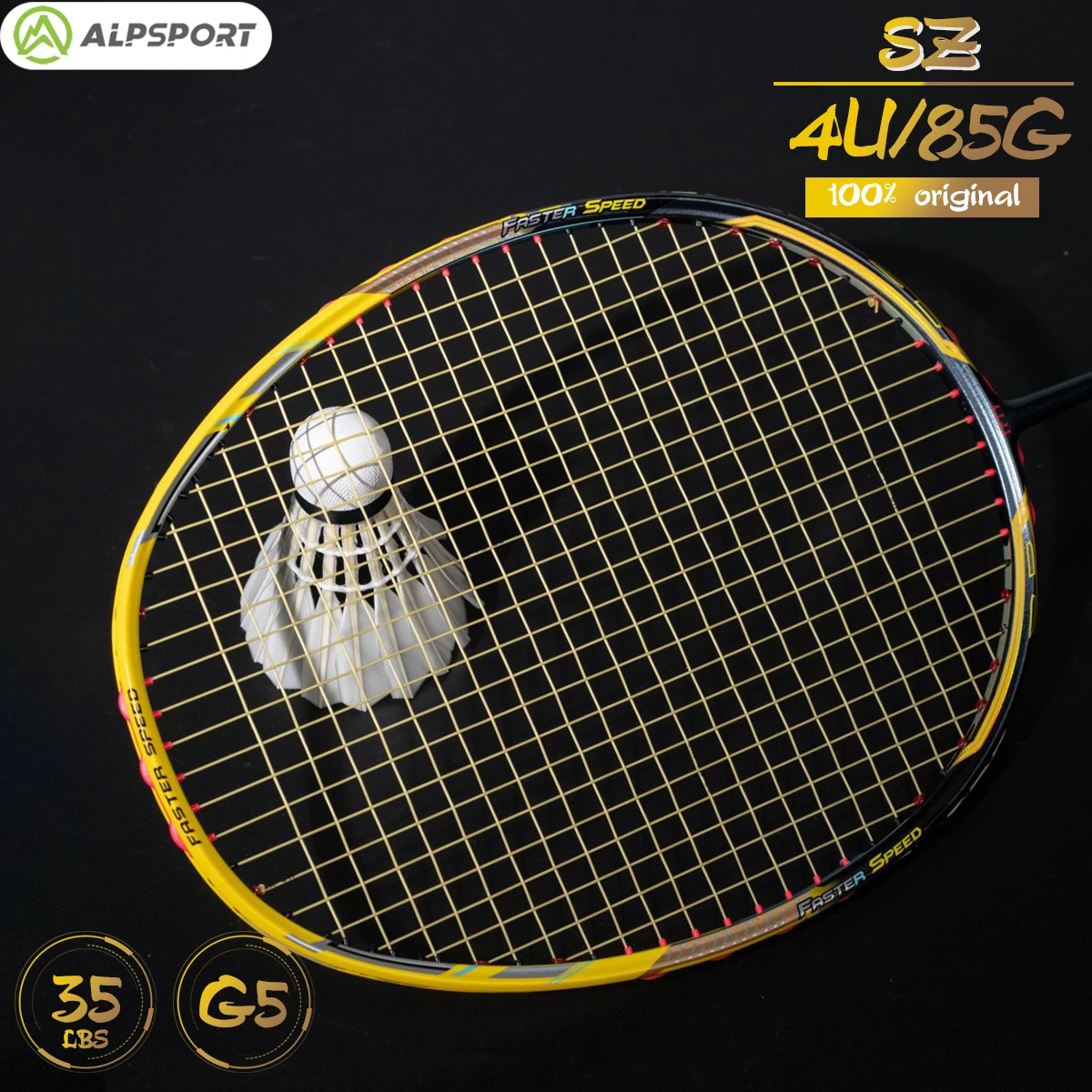 

Alpsport SZ 4U Attack T800 Badminton Racket 85g Imported Max 35 lbs Professional Carbon Fiber Professional Intermediate/Advanced