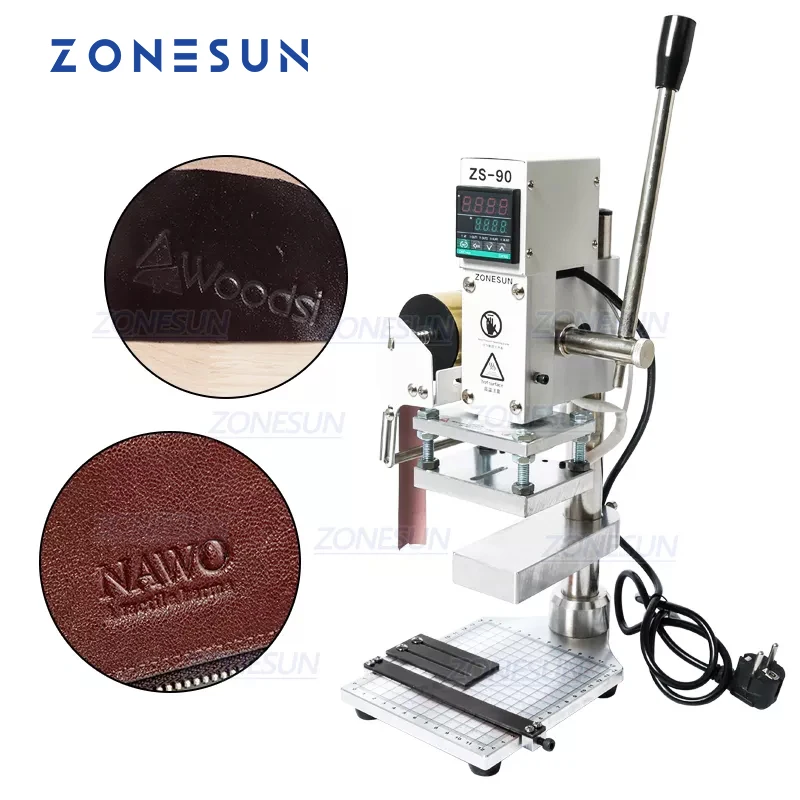 

ZONESUN Two Work Plate Manual PVC Card Leather Paper Hot Foil Stamping Bronzing Embossing Machine Heat Press Machine Punch Press