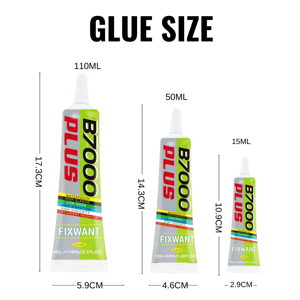 FIXWANT 투명 접촉 전화 수리 접착제, 범용 유리 플라스틱, DIY 다이아몬드 원단 접착제, 15ml, 50ml, 110ml