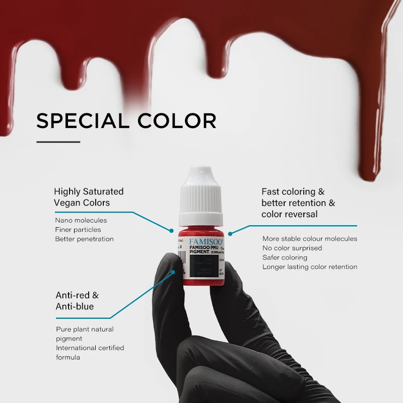 Tattoo Pigment 5ML Sample for Permanent Makeup Lip Eyeliner Eyebrow Microblading Tattoo Supplies Body Painting Glossy Ink