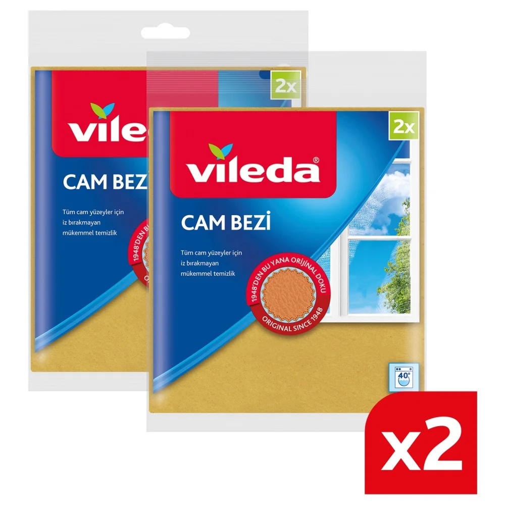 Vileda Glass Cleaning Cloth Extra 2-Pack 4 PCS Double Package Home