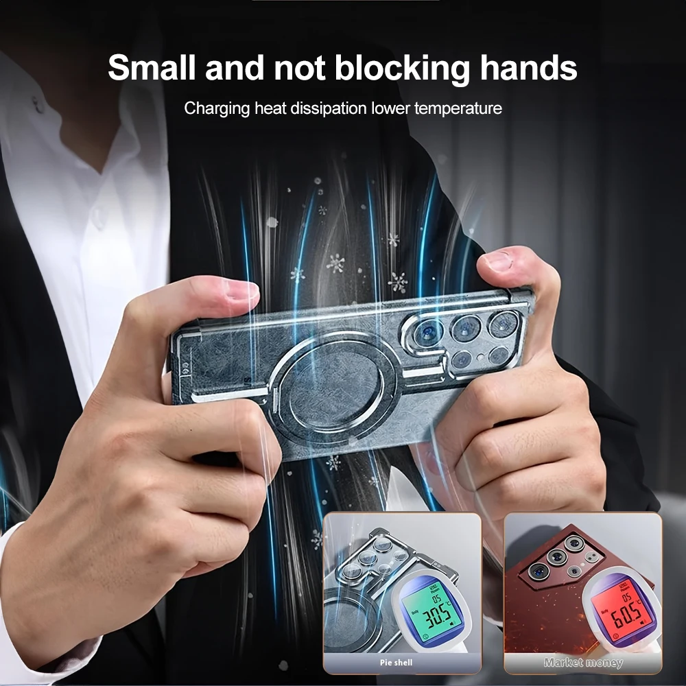 Metal Magnetic Case Fall Resistance Magnetic Charging Strap Bracket for Samsung Galaxy S24 Ultra: 3 - 5 Days Free Delivery Only UK