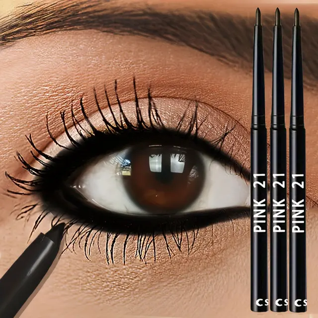 3pcs Waterproof Black Eyeliner Pencils-Smudge-Proof, Long-Lasting &Beginner-Friendly Eye Makeup 1