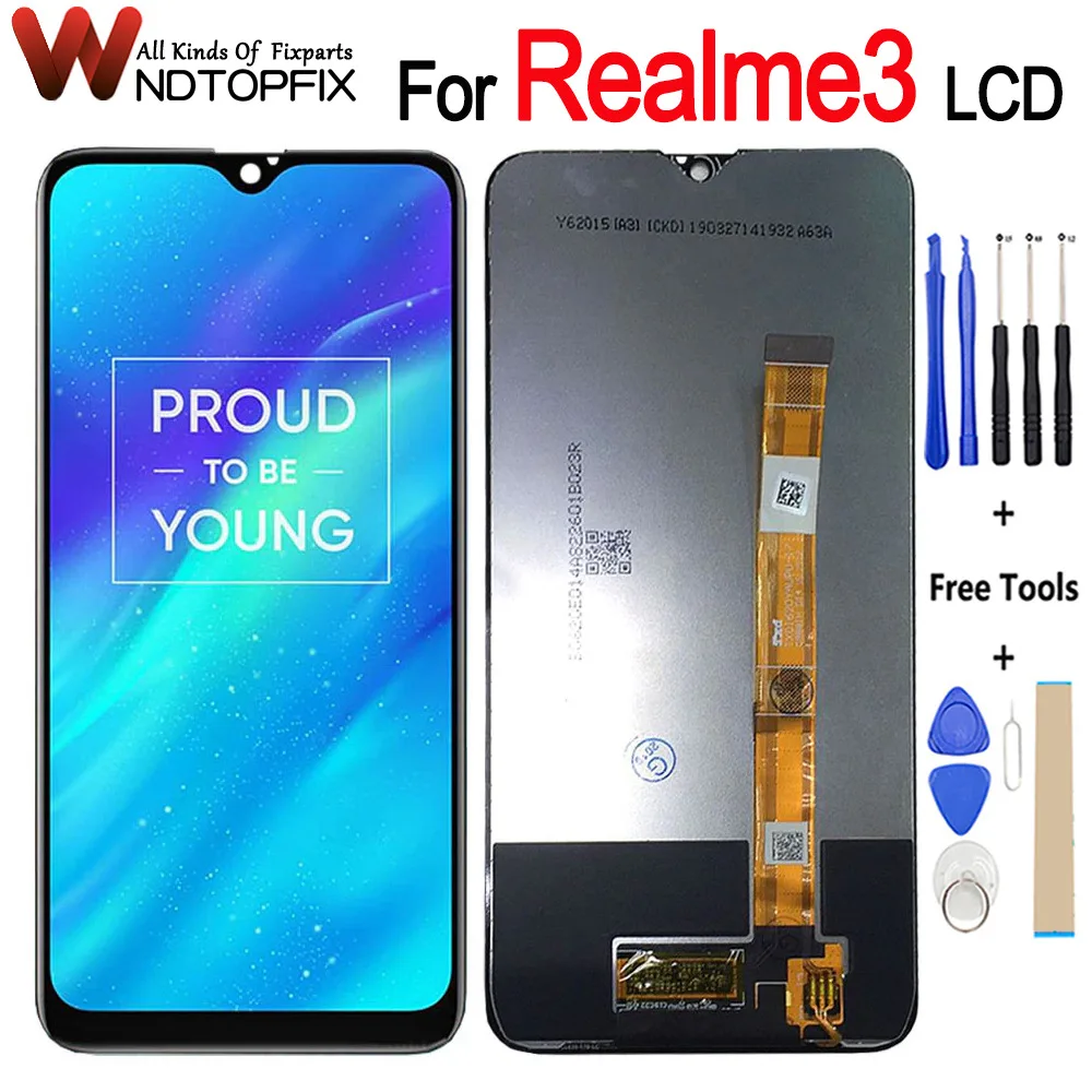 ЖК-дисплей 6,22 дюйма для OPPO Realme 3, ЖК-дисплей, сенсорная панель, датчик, дигитайзер в сборе, Realme3 RMX1825 RMX1821, полный дисплей с логотипом