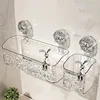 Bathroom Shelf Suction Cup Wall Mount Corner Storage Shelves Shampoo Holder Cosmetic Rack Shower Drain Basket Bathroom Organizer 1