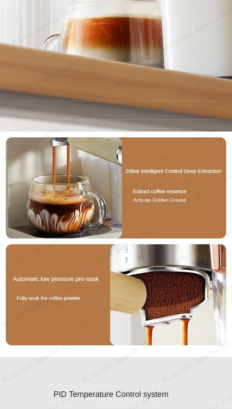 Description Picture 6 of itemBeginner's home espresso machine Italian high-pressure extraction coffee machine Semi-automatic milk frothing coffee machine