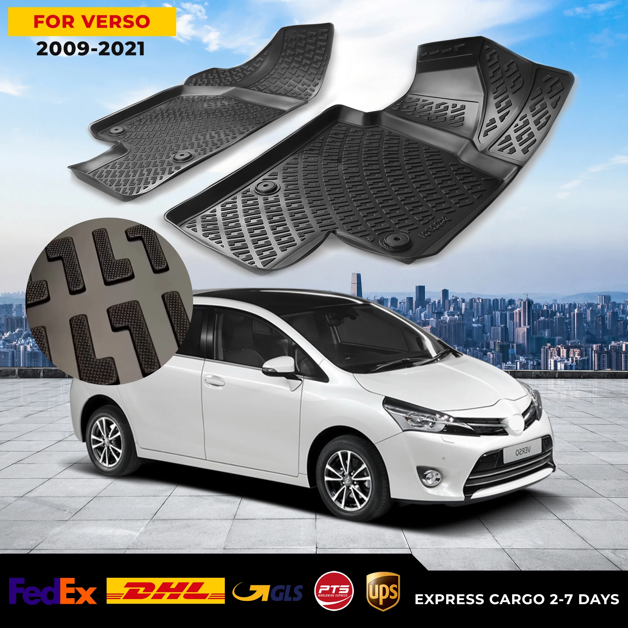 

3D Car Floor Liner For Toyota Verso 2009-2021 Waterproof Special Foot Pad Fully Surrounded Mat Accessories Rugs Non-slip