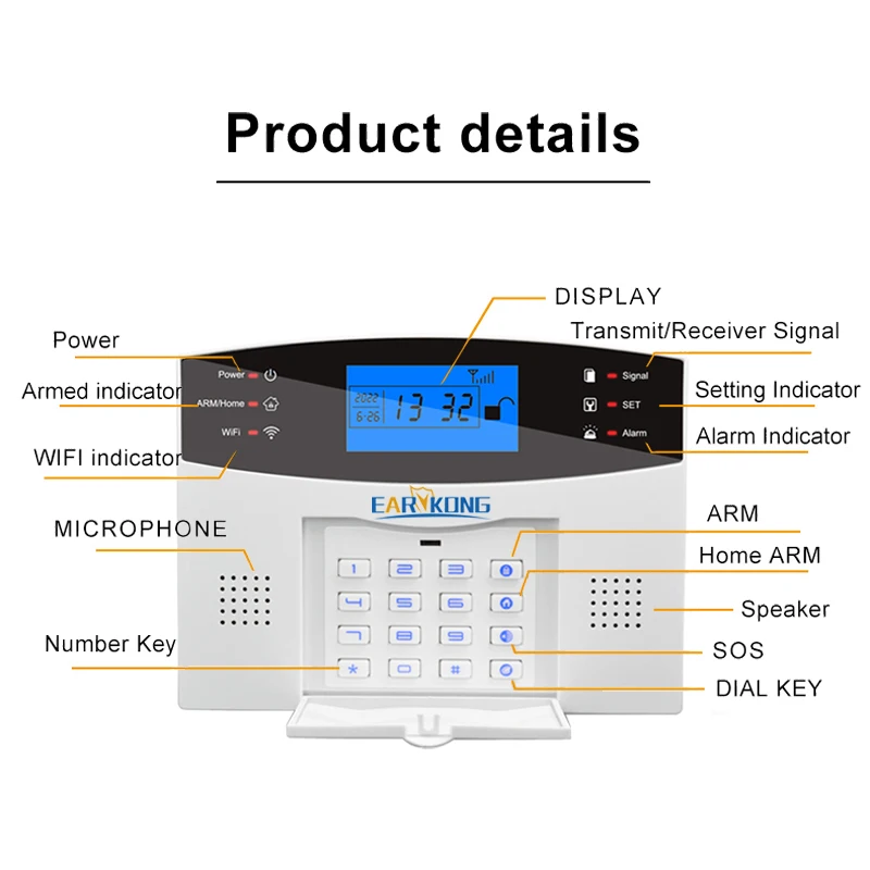 Wired & Wireless WiFi GSM Home Burglar Security Alarm System 433MHz Host Spanish French English Russian Italian Tuya Smart APP