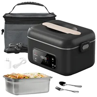 Boîte à lunch chauffante électrique sans fil rechargeable, chauffe-plat portable sans eau, boîte bento, 8 niveaux de température, 1000 ml, doublure en acier inoxydable pour le bureau, le travail et les voyages 1