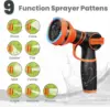 Giraffe Tools 5/8" Garden Hose, 304 Stainless Steel Metal Water Hose, No Kink Garden Water Hose with 9 Pattern Spray Nozzle 6