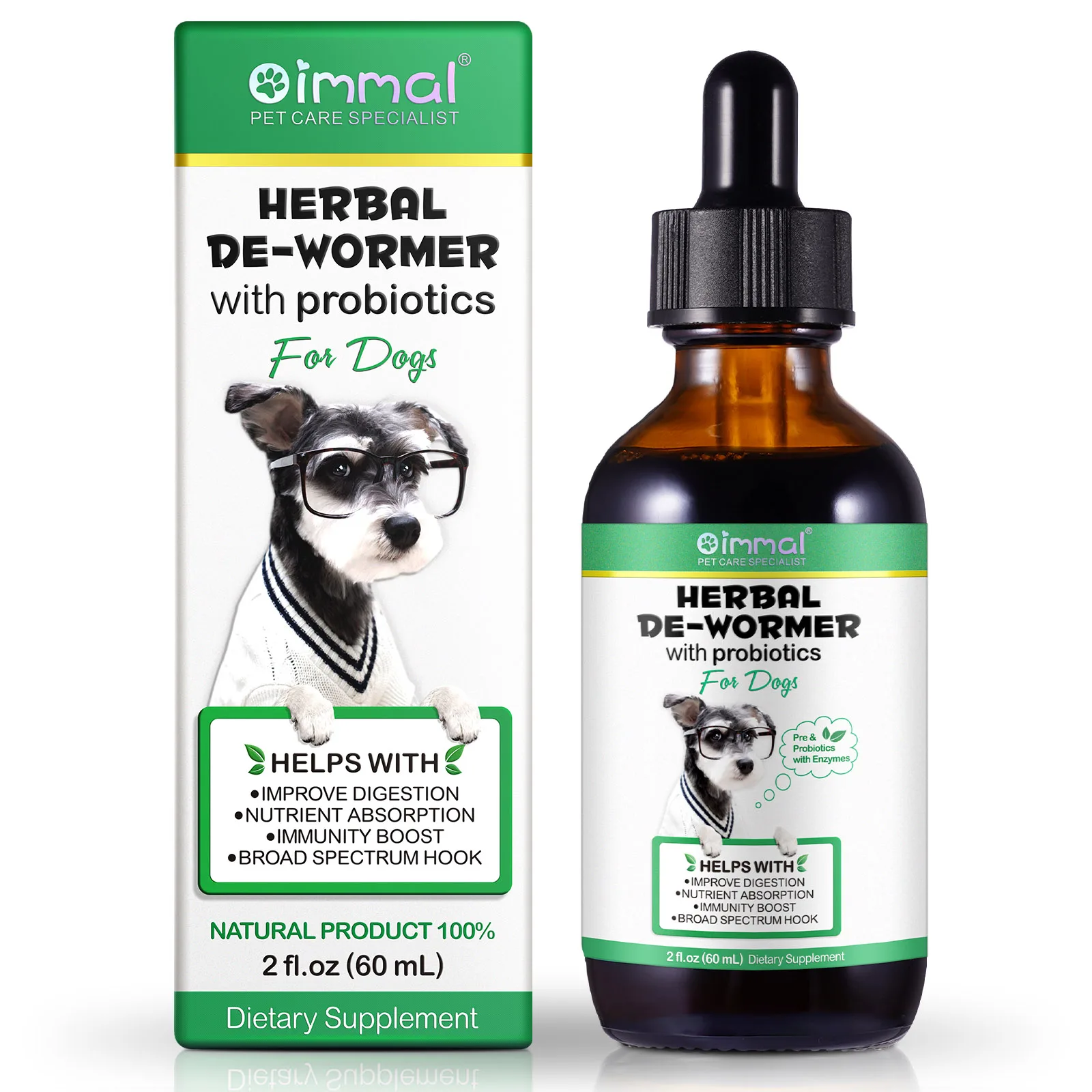 Pet Probiotics Pet Nutrition Supplement Liquid Drops Herbal Dewormer with Probiotics for Dogs