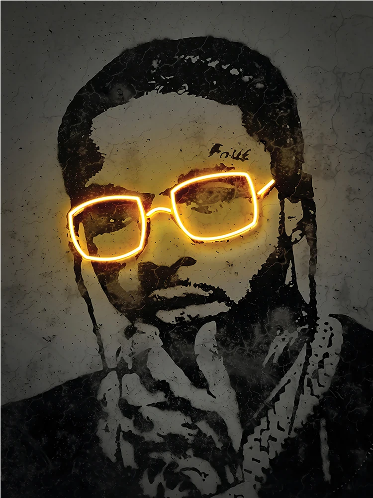 抽象ネオン効果ヒップポップラッパー歌手スターポスターキャンバス絵画