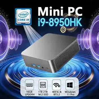Mini PC Windows 11 Pro 2026 con Intel Core i9 8950HK, 16GB DDR4, 1TB SSD, Computer da Gaming, Dual WIFI 6, BT5.2, 4K HD, Mini PC Desktop per Videogiochi