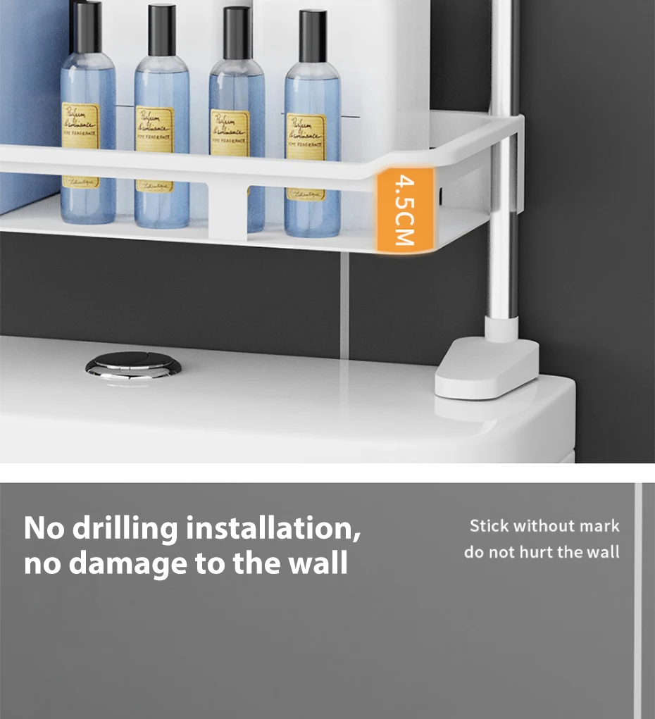 Toilet Rack No Drilling Shelf Above The Toilet Tank Bathroom Rack