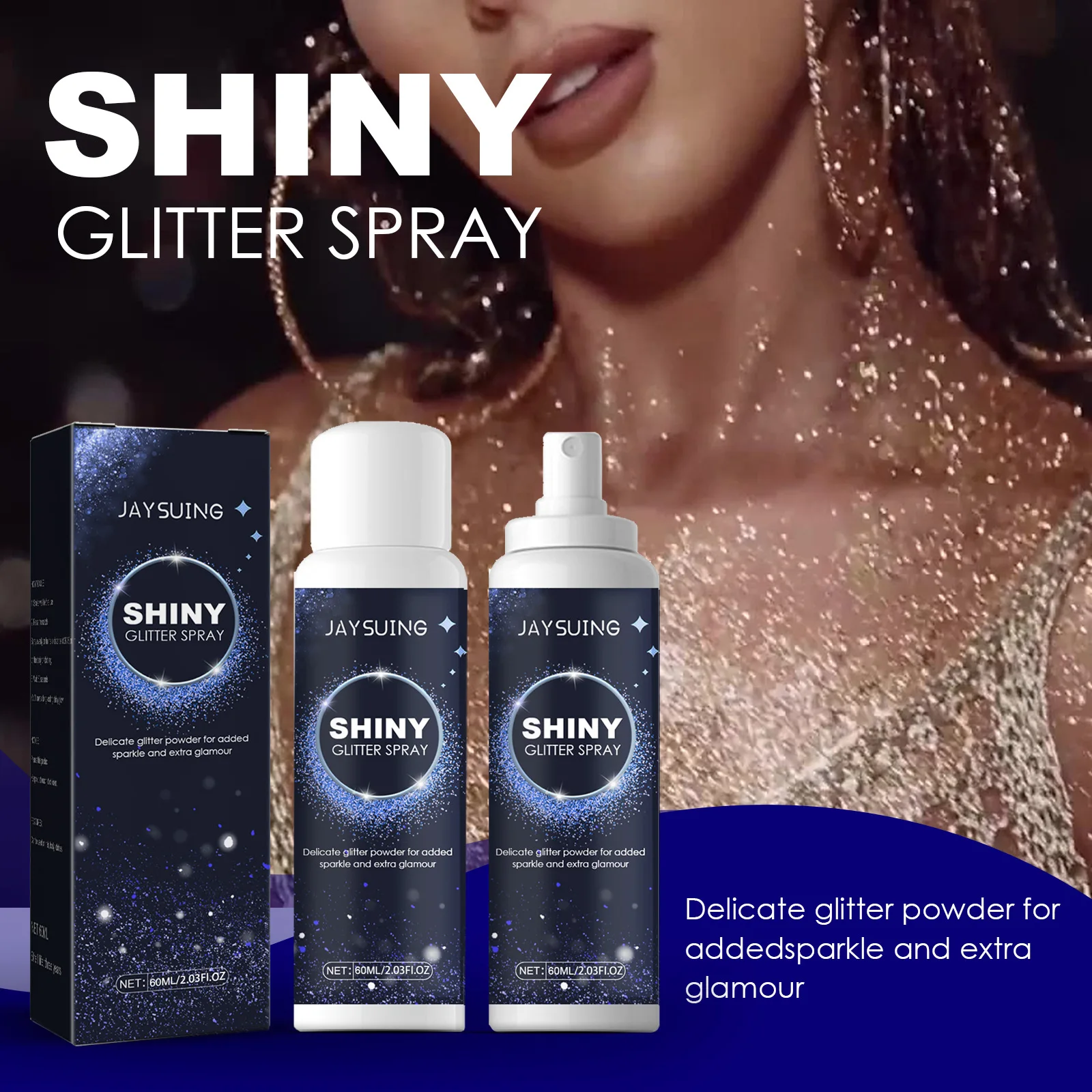Highlighter Powder Spray Waterproof High Gloss Glitter Powder Long Lasting Brighten Sparkle Shimmer Party Shiny Glitter Spray 3