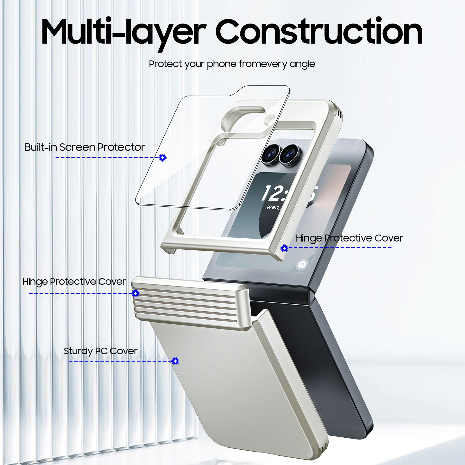 Mother's Day Gift for Galaxy Flip 6,Armored Anti-Fall Bearing Protection,Integrated Protective Film Folding Phone Case(Titanium）