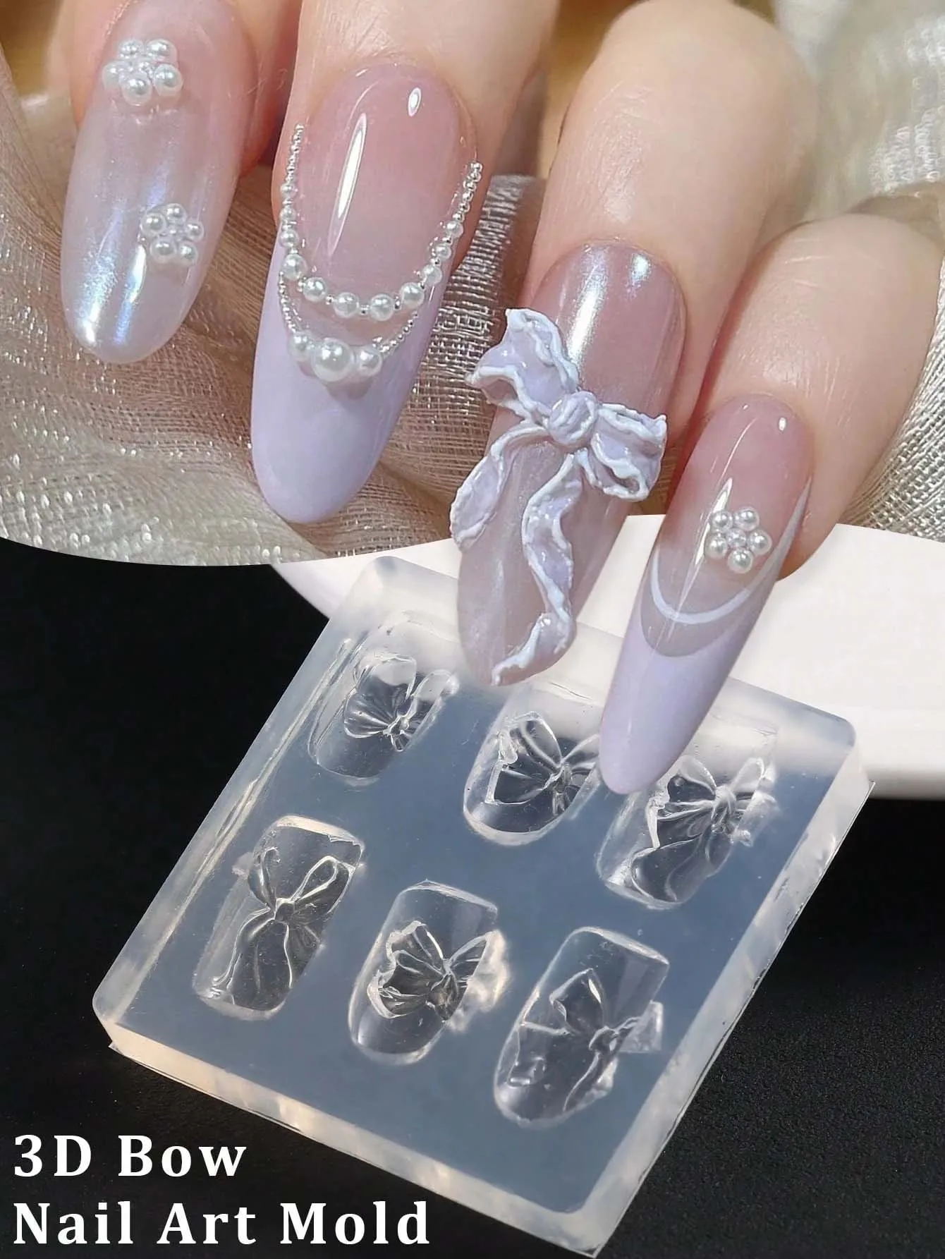 1PC 리본 보우낫 DIY 네일 3D 아트 실리콘 조각 몰드 템플릿 나비넥타이 장식 네일아트 몰드