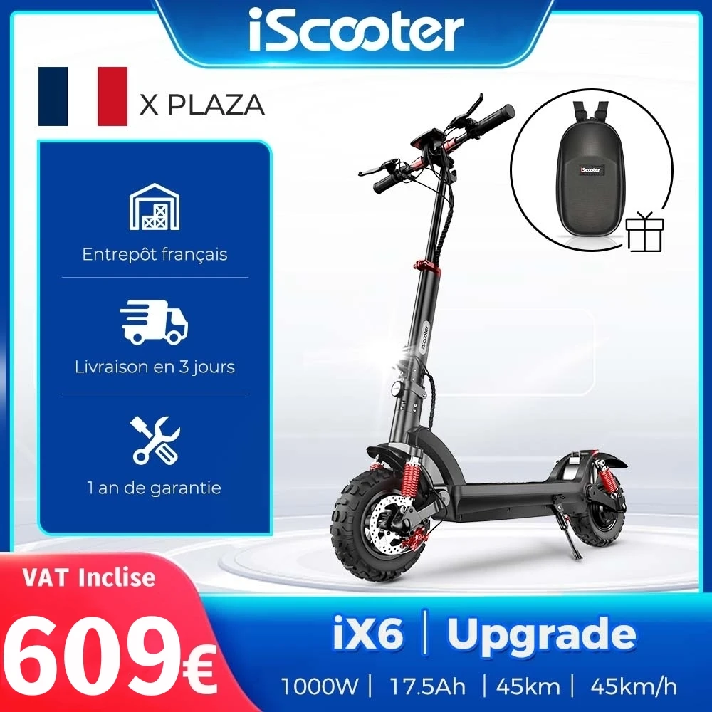 Acheter Scooter électrique iScooter 1000W 15Ah 45 Km/H 10 pouces