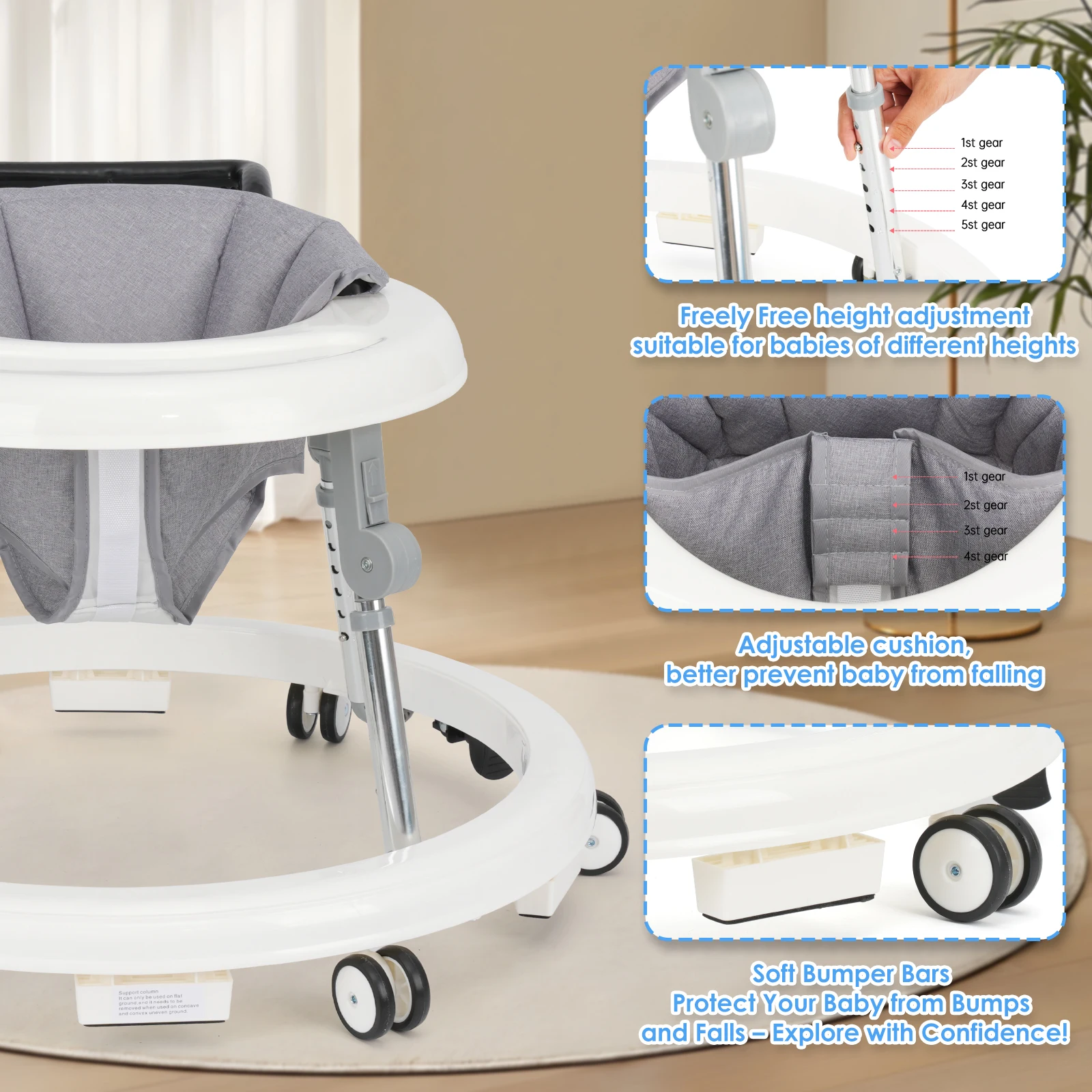 Adjustable Foldable Baby Walker 2