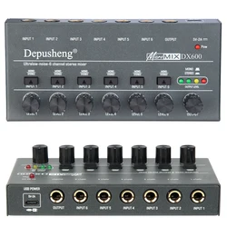 Enhanced Depusheng Ultra Low Noise Multi-Channel Mini Audio Mixer with Easy Operation (DX600)