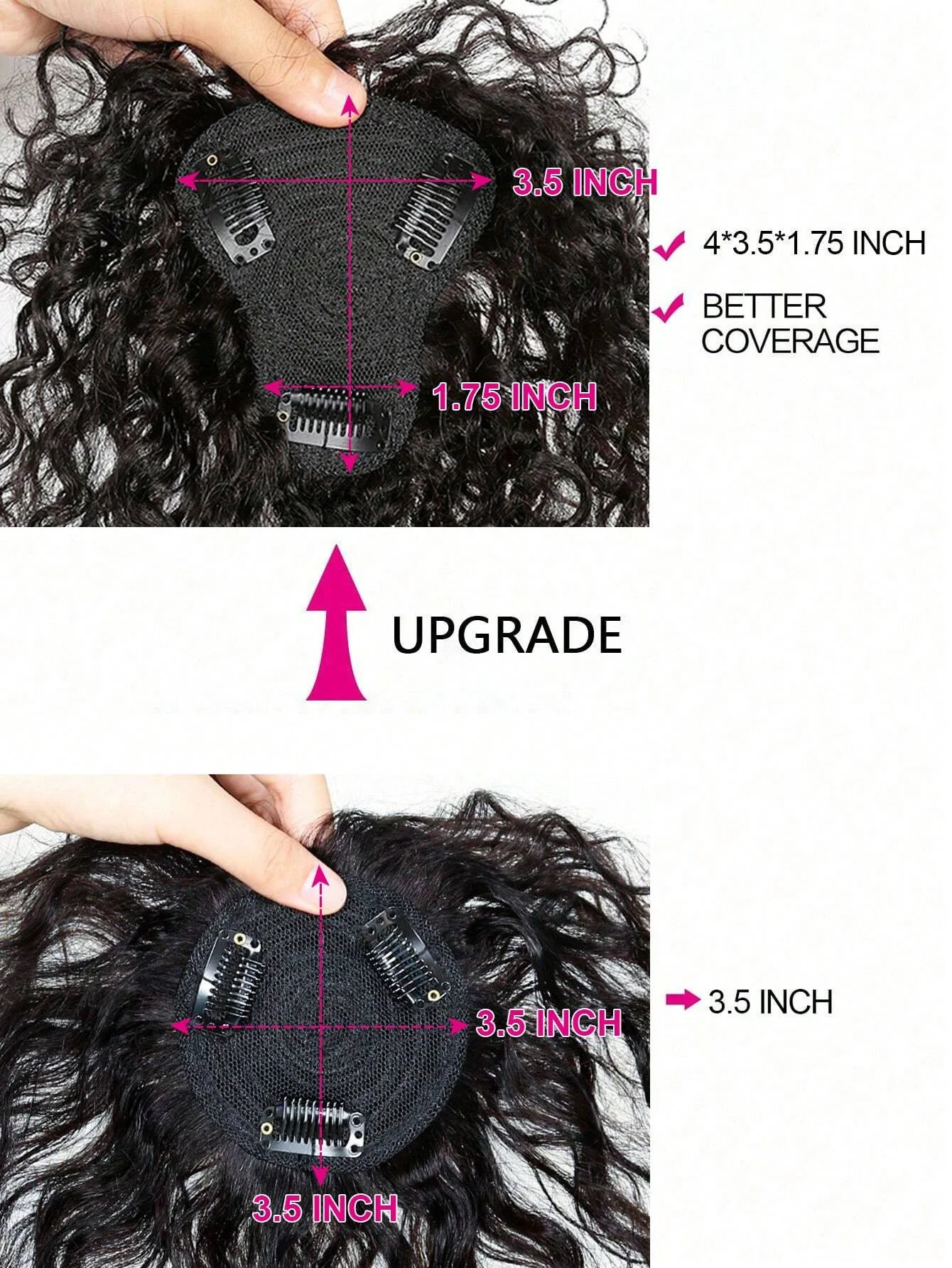 Topper per capelli neri naturali con frangia Toppers ricci per capelli umani per le donne con Clip per capelli sottili nelle estensioni dei capelli uso quotidiano - immagine 3