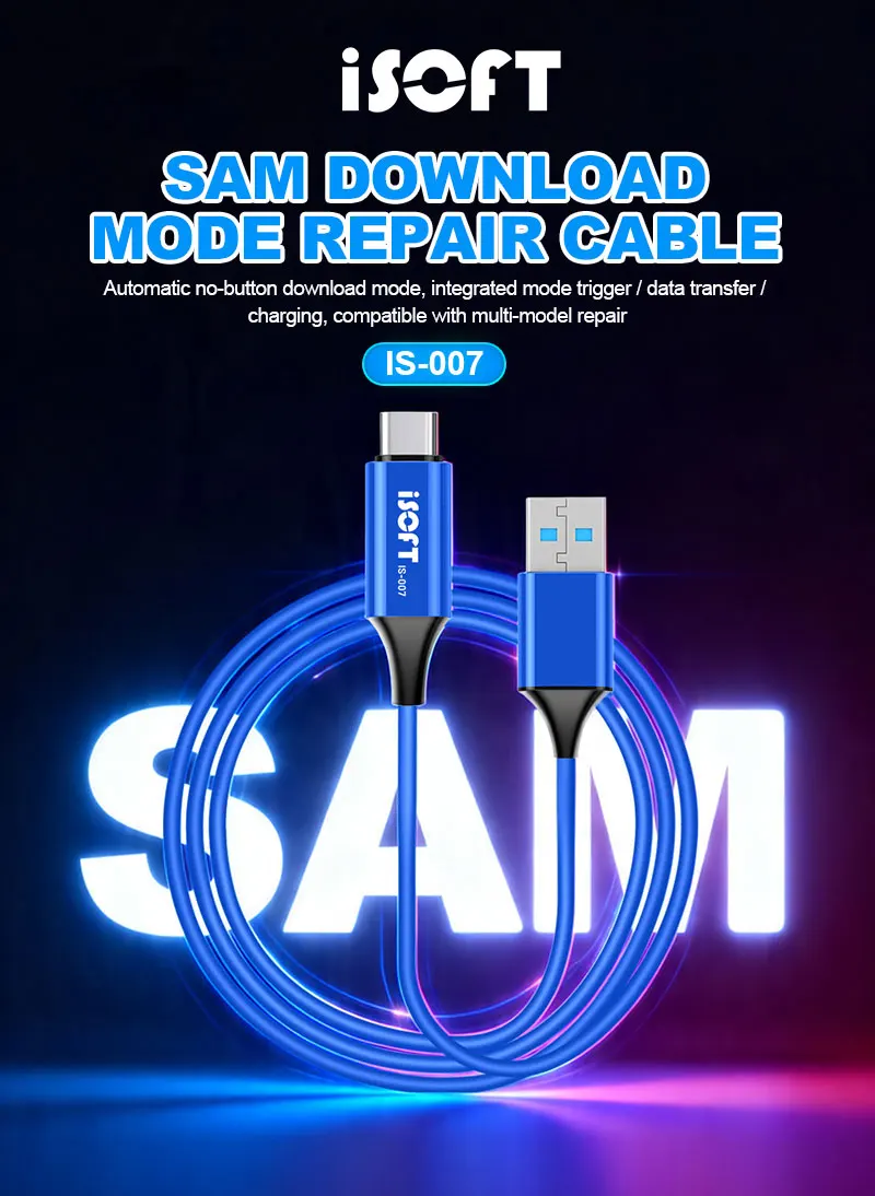 ISOFT IS-007 SAM 다운로드 모드 케이블 USB TO TYPE-C 플러그 앤 플레이 통합 모드 트리거 (SM S8-S25 노트 시리즈용)