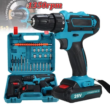 28V Cordless Impact Drill Multifunctional Screwdriver Rechargeable Electric Drill Lithium Battery 1350rpm Speed Power Tool 1
