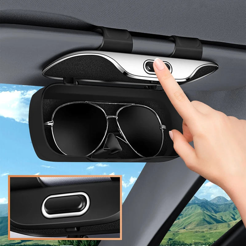 Car Glasses Case Hard Box Auto Eyeglasses Holder Black Grey Brown