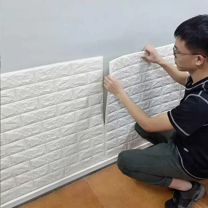 

Foam Brick Pattern Peel and Stick Wallpaper PVC Decoration for Bedroom 3D Waterproof Wall Stickers 70cmX1m Home Decor Panels