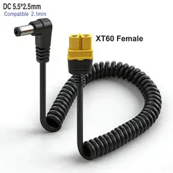 Retractable Power Cable with XT60 to DC5525 Adapter, 5.5x2.5mm Connector (XT60 to DC5525 F - M)