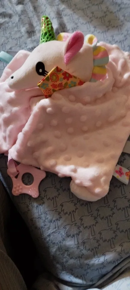 1pcs Baby Security Soothing Doll Towel with Teether Rattles Soft Blanket Snuggle Toy photo review