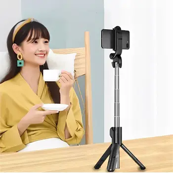 Bluetooth Selfie Speaker com suporte tripé, controle remoto retrátil