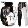 Cool Tiger 3D Animal Print Hoodie+Pants Suit Long Sleeve Pullover Men's Sportswear Tracksuit Couple Outfit Two Piece Jogging Set 1